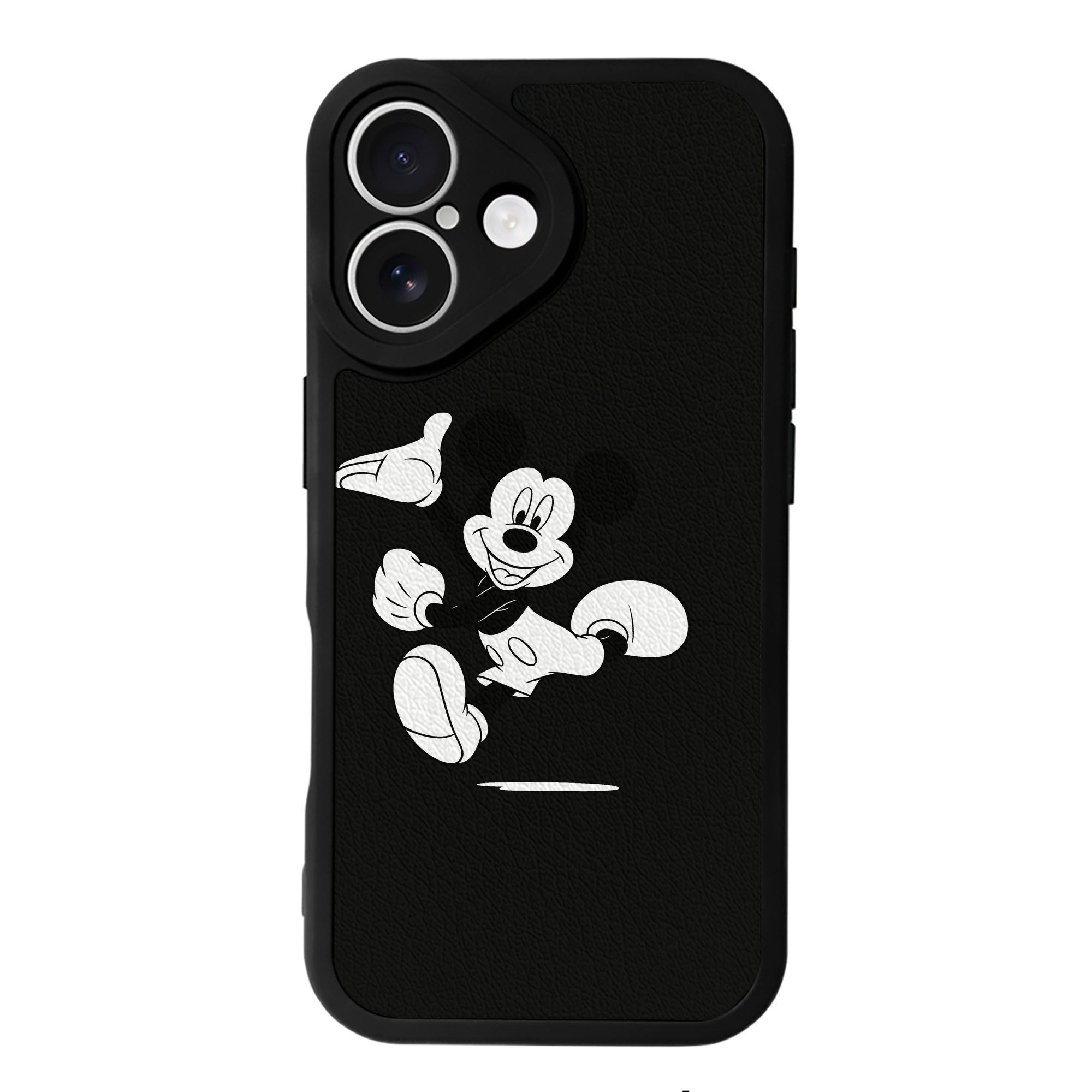 （画像用） ミッキーマウス Mickey Mouse 【iPhone 16シリーズ対応】シリコンスマホケース（レザー調） 材質：シリコン